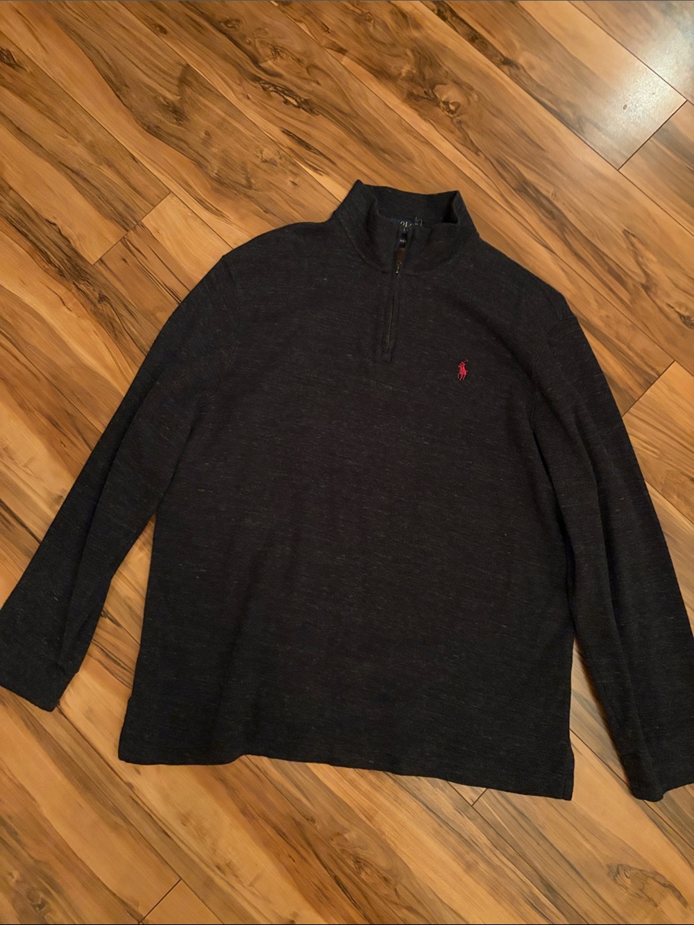 Ralph Lauren Dark Charcoal Half-Zip Pullover with Red Pony